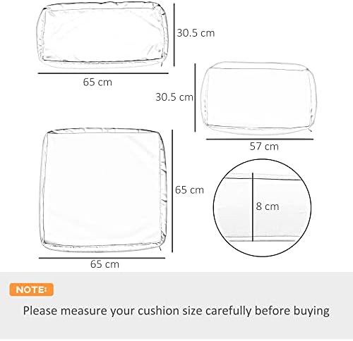 Outsunny Garden Rattan Sofa Cushion Polyester Cover Replacement Outdoor- No Cushion Included