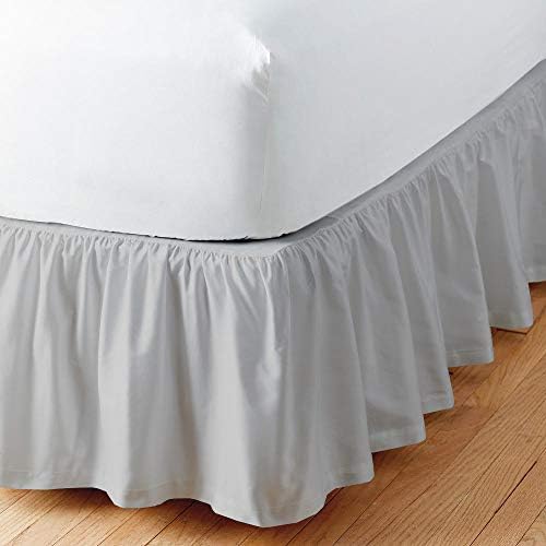 Sleepwell White Solid, King Size Ruffled Bed Skirt 24 Inch