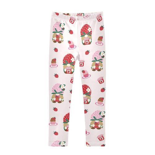 Girls Leggings Cute Pink Strawberry Cake Gnomes Toddler Girls Clothes Leggings for Girls Toddler Girls Leggings 3-4T
