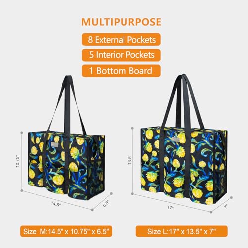 Image of TOPDesign Utility Water Resistant Tote Bag with 13 Pockets, Top Zipper Closure & Thick Bottom Support, for Working Women