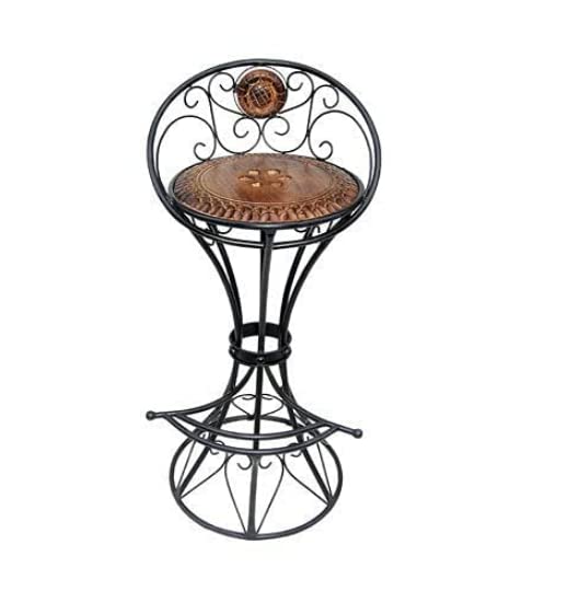 GETTABLE Collection Wooden & Iron Curved, Decorative Round Shape Bar