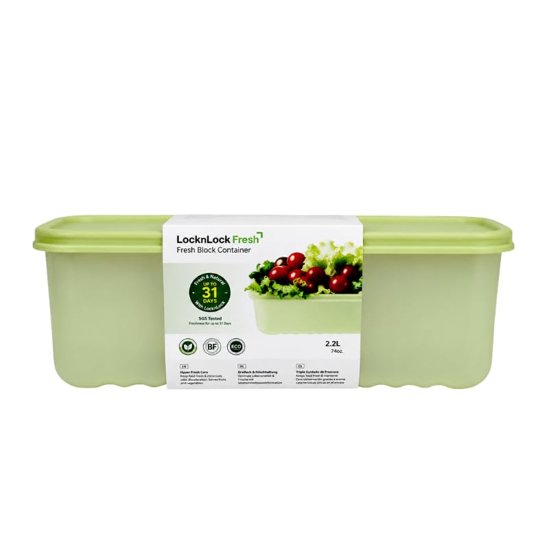 Image of LocknLock Fresh Block 2.2L Food Storage Containers (Pack of 1) | Airtight Fridge Storage Box with Air Vent System | BPA-Free Vegetable, Fruit & Grocery Storage Container