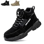 SROTER Steel Toe Cap Boots Men Women Work Boots Waterproof Safety Trainers Lightweight Safety Shoes Non-Slip, Black, 5 UK