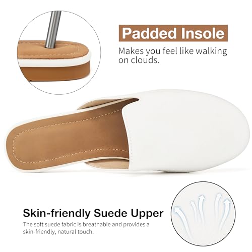 Image of Ecetana Mules for Women Flats Shoes: Comfortable Slip On Casual Work Slides Round Toe Backless Loafers
