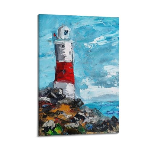 Toile phare moderne evasion marine JIDUHON cadre 20x30