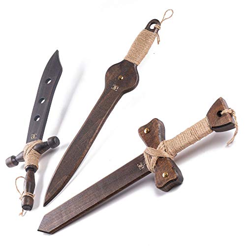 CG GAMES Engaging Wooden Swords for Kids -3 Pack Eco-Friendly Handmade Wooden Toy Swords for Kids Aged 5 and Up -Durable, Safe, Chemical Free Outdoor Play Equipment for Kids