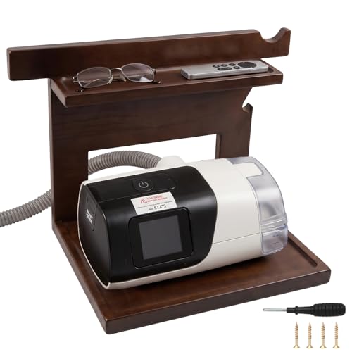CPAP Bedside Organizer with Hose Holder, Wooden CPAP Stand for Nightstand, CPAP Machine Stand and Bedside Caddy for CPAP Supplies, Sleep Apnea Machine Accessories