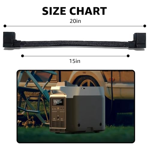 Cable XT150 de batería extra de 20" trenzado gris para Ecoflow Delta Max y Delta 2 2