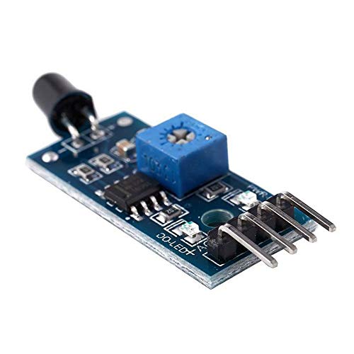 WHIZZO 1 pcs Blue Metal 4-pin Flame Sensor Module/fire Detection Module ...