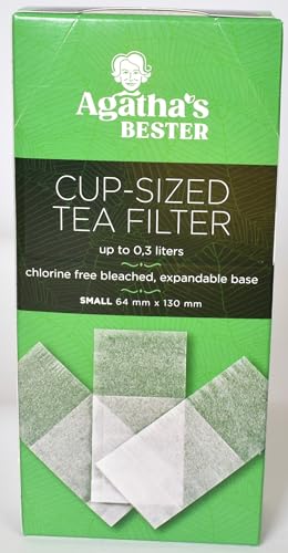 Agatha's Premium Disposable Tea Filters - 100 Eco-Friendly Brown Leaf-Shaped Bags - Manila Hemp, Cellulose & Sealing Fibre for Loose Tea & Infusions