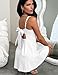 YMDUCH Women's Sexy Sleeveless Square Neck Adjustable Straps Bow Tie A-line Mini Party Club Dress White Small
