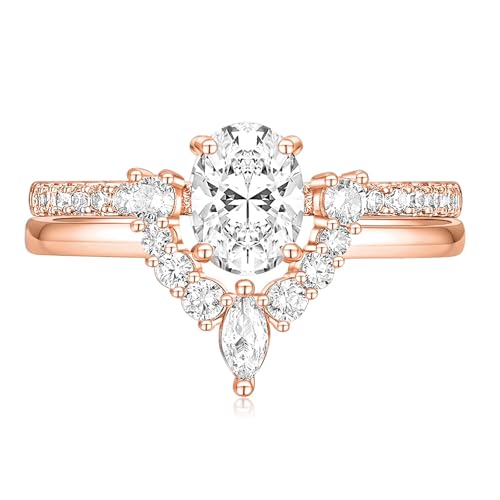 TIGRADE 1.5CT Oval Rose Gold Set