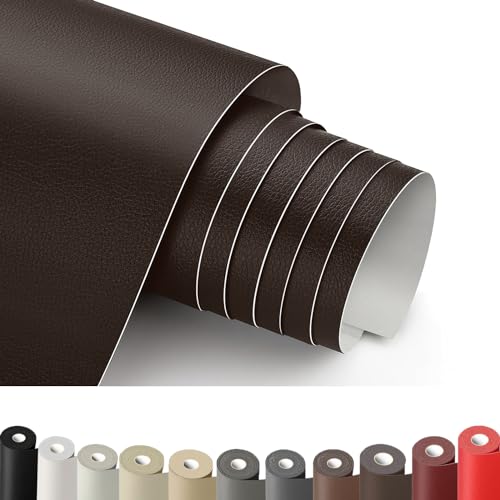 Cuero Adhesivo Parches Marrón Oscuro, 30 x 100cm Reparación De Cuero Parches, Parche de Reparación Autoadhesivo para Tapizar para Sofá, Asientos de Automóviles, Muebles, Cabecera.