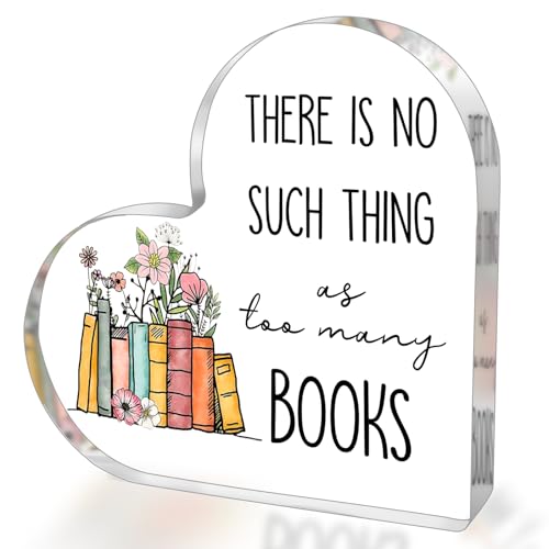 SUEHHYY Book Lovers Gifts, Acrylic Heart Sign Paperweight Presents, Reading Accessories, bookish...
