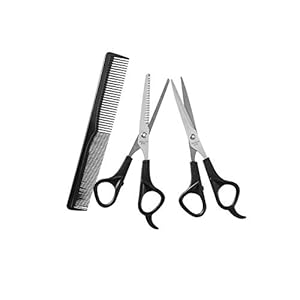 YUEMING 3 Stuks Huisdier Verzorging Schaar Set, 16,8 cm Hond Trimmer Kit RVS Hond Kat Haarverzorging Snijschaar Dunner Shear Gebogen Schaar Verzorging Kam