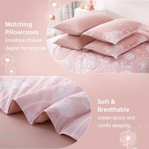 Image of Dinjoy Girls Comforter Set 7 Pieces, Full Size Colorful Ombre Rainbow Bedding Set, Bed in A Bag for Kid Teen Girls (1 Comforter, 1 Flat Sheet, 1 Fitted Sheet, 2 Pillow Shams, 2 Pillowcases)