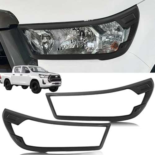 JHCHAN Enjoliveurs de phares pour Toyota Hilux 2021-2024, modèles de Base Hilux Invincible Revo Active Icon Cache-phares, ABS Noir