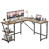 CubiCubi L Shaped Computer Desk, 59.1 inch Industrial Office Desk with Storage Shelves, Rustic Wood and Metal Corner… 41idWxLu 2L. SS100