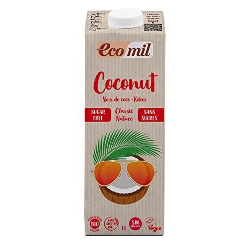 Ecomil - Bebida De Coco Ecológica, Bebida Vegetal, Leche De Coco Bio, Sin Azúcares, Fuente De Calcio, Ingredientes De Agricultura Ecológica - 1L