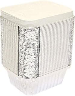 50 x No. 1 Foil Trays Dishes with lids - Takeaway Food Containers [122x100x33mm-250ml/8.7oz ] - Aluminium Tin Foil, Made in UK - Freezer Cooking Baking Meal Prep Takeout - Streetfood Packaging