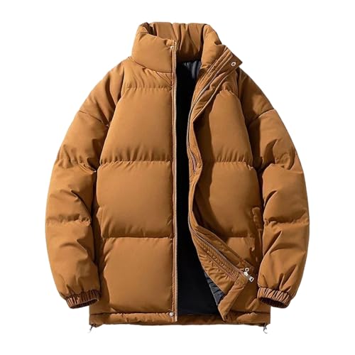 ADTUIUG Chaqueta de plumón, Chaqueta de plumón for hombre, chaqueta gruesa y cálida, abrigo informal talla grande con cuello levantado, ropa for, Tops(Coffee,3XL)
