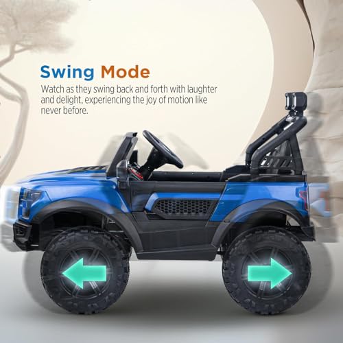 Image of Wishmaster 4x4 Electric Ride-On Jeep for Kids | 12V Battery Operated Car with Remote Control, Music, LED Lights & Suspension | Off-Road SUV Jeep Toy for Boys & Girls (2-8 Years, Blue)