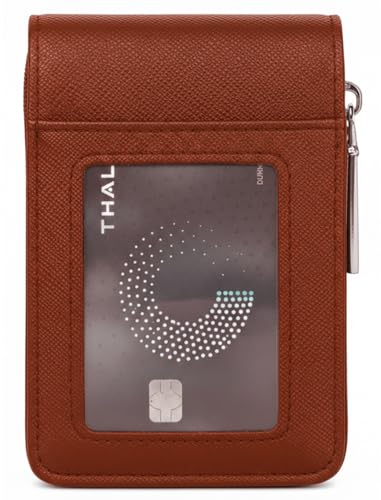 Image of NAPA HIDE Slim Zipper Card Holder Wallet for Men & Women | RFID Blocking Accordion Credit Card Case | Compact Cash & Card Organizer with Smooth Metal Zip (TAN)