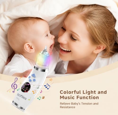 Image of SOFTIES Electric Baby Nasal Aspirator for Newborns, 3 Silicone Tips