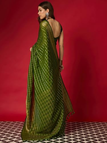 Image of AKHILAM Women's Kanjivaram Woven Soft Silk Saree With Blouse Piece