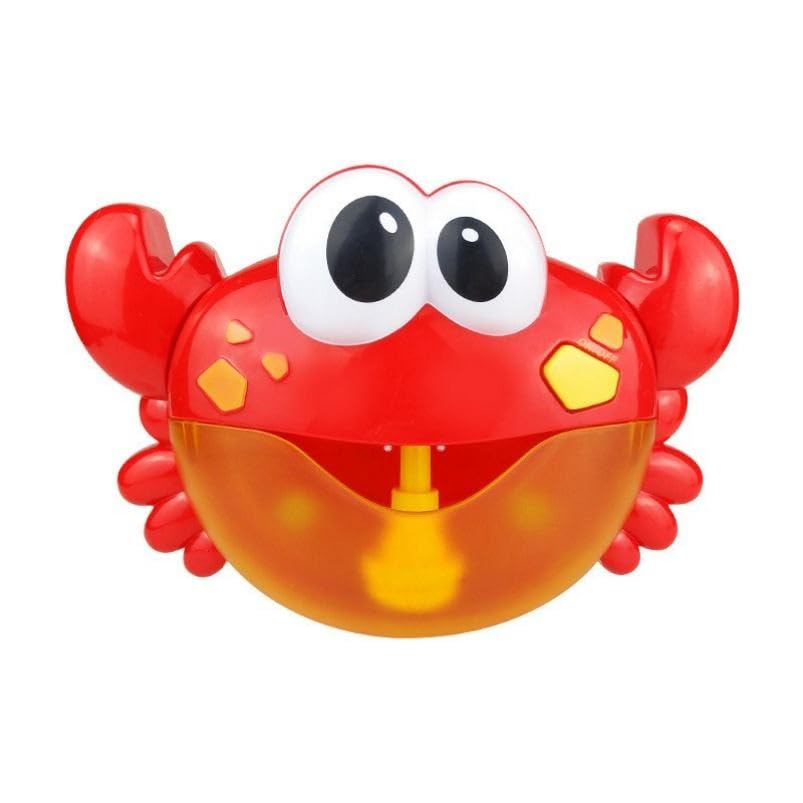 Image of Happy Hues Musical Bubble Crab Bath Toy for Toddlers - Automatic Bubble Maker Machine with Strong Suction Cups, Fun Bathtub Wall Toy for Kids & Infants 18M+ (Red)