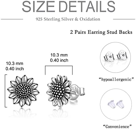 VONALA 925 Sterling Silver Sunflower Earrings Flower Jewellery Birthday Gifts for Women Girls