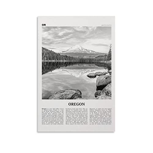 Oregon Print Black And White Mountain, Oregon Wall Art, Oregon Poster, Oregon Photo, Oregon Wall Dec Canvas Art Poster And Wall Art Picture Print Modern Family Bedroom Decor Posters 12x18inch(30x45cm)