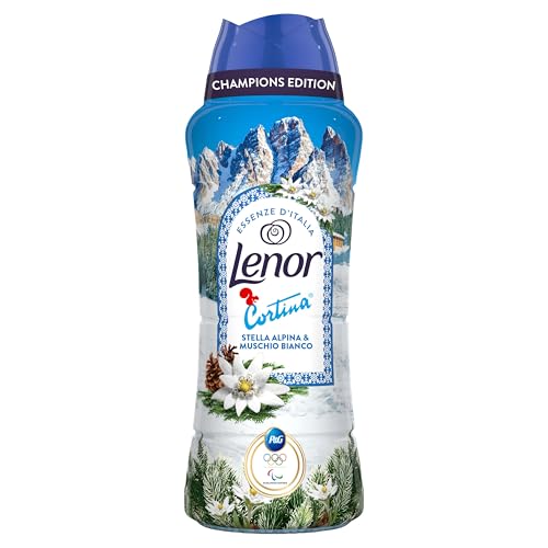 Lenor Profumatore Bucato Perle Profumate Lavatrice 495G, Champions Edition, Cortina, Stella Alpina E Muschio Bianco, Freschezza Continua Fino A 12 Settimane Nel Guardaroba