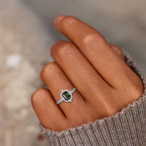 Natural Moss Agate Ring 925 Sterling Silver Engagement Promise Ring for Women Jewelry Gifts3