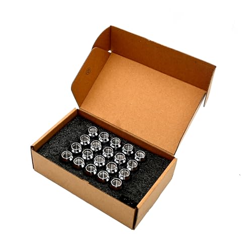 Image of 20pcs 1.9 inch Chrome 1 /2-20 Closed End Bulge Acorn Lug Nuts, 19mm Hex Wheel Lug Nut with Cone Seat Compatible with Mustang Bronco Ranger Safari YJ TJ KJ KK ZJ WJ WK XK MJ XJ