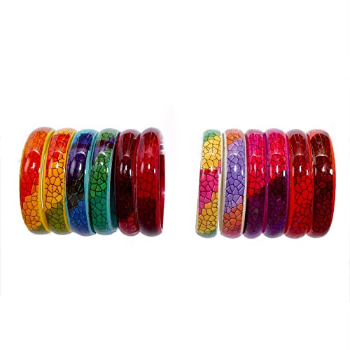 Image of NMII Multicolour Glass Kada Set For Women and Girls with Sleek Finish & Abstract Design | Glass Bangles For Women | Kada For Girls Daily /Party /Office | Fashion Jewellery