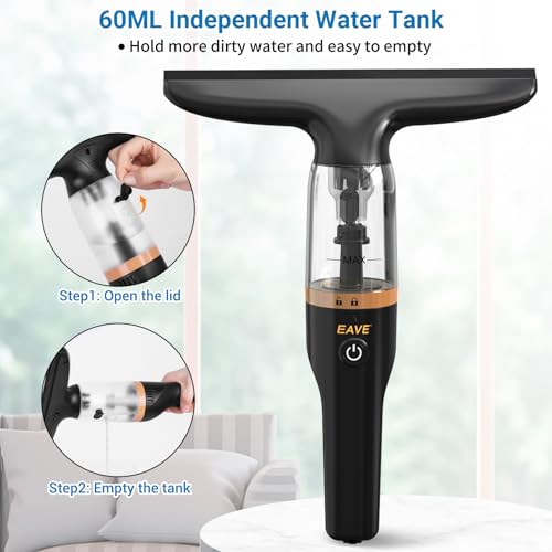 Image of Rechargeable Window Vacuum Squeegee, with 11 in. Squeegee Blade, Cordless Window Vacuum Cleaner Set for Cleaning Windows, Shower Doors, Mirrors, Tiles