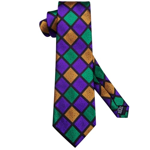 Image of Dubulle Mens Paisley Floral Silk Tie for Men Striped Necktie and Pocket Square Cufflinks Set Wedding Business