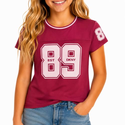 Image of DKNY Girls Tshirt Cotton Blend Short Sleeve Crewneck Graphic Fashion Tee