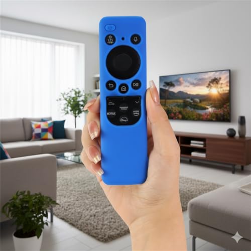 Image of Silicone TV Remote Cover Compatible with Samsung Smart TV Remote 2023 BN59-01432G BN59-01432A (Samsung Smart TV 2023 Model Solar Remote Cover - Style 4, Blue - Style 4)