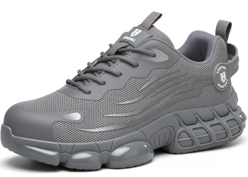 Image of Hogent Steel Toe Shoes for Men Women, Ultra Lightweight Premium Comfortable Work Sneakers, Puncture Proof Air Cushioned All‑Day Wear Safety Toe Shoes for Industrial Construction Warehouse Factory Work