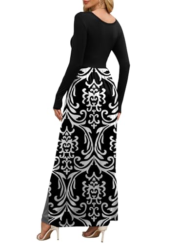 Image of DEARCASE Women's Maxi Dress Long Sleeve Crewneck Empire Waist Long Dresses