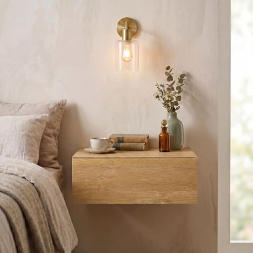 IDIMEX Chevet Suspendu Oceane, étagère Murale avec 1 tiroir sans poignée, en Bois décor chêne Sauvage
