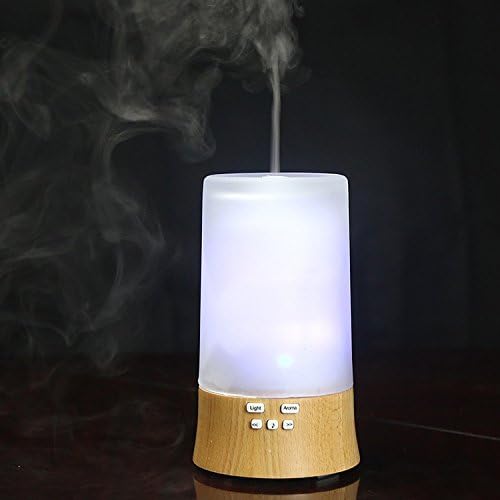 Built-in Natural Sounds Music Player Aroma Diffuser Essential Oil 7 Colors LED Light 3 Timer Functions Speaker Smartphone (Light Brown)