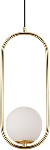 KCO Lámpara colgante de 1 globo de luz, moderna iluminación colgante ajustable de mediados de siglo, luz colgante dorada con globo de vidrio