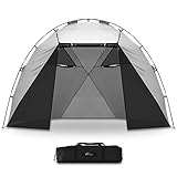 FIELDOOR サンシェルターテント300 【ライトグレー】 300cm×350cm 耐水 遮熱 UVカット シェルター サンシェードテント 日よけテントコンパクト虫防止 メッシュ 蚊帳 日よけ 日除け