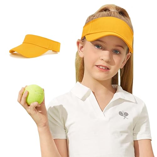 Zando Yellow Visor Hat for Big Kids 8-14 Years Adjustable Halloween Youth Tennis Visor Kids Visors for Girls Boys Golf Visor Caps Sports Kids Volleyball Hat Baseball Cap Yellow 8-14 Years