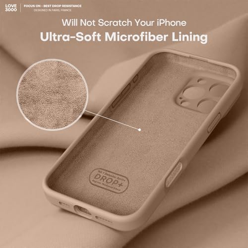 Image of LOVE 3000 Designed for iPhone 16 Pro Max Case, Premium Silicone with [Soft Anti-Scratch Microfiber Lining] Shockproof Protective Phone Case for Men Women Girls 6.9 inch, Light Brown