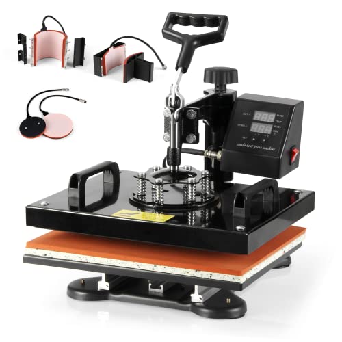 Tusy Heat Press 12X15 Inch, 5 In 1 Heat Press Machine With Lcd Display, 360 Degree Rotated Industrial Heat Press For T-Shirt Hat Mug Plate #TOP12