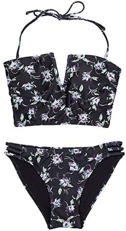 Amazon ティティベイト Titivate フロントｖ バックレースアップビキニ 水着 Dtxm0122 L 花柄 ブラック ビキニ セパレーツ 通販